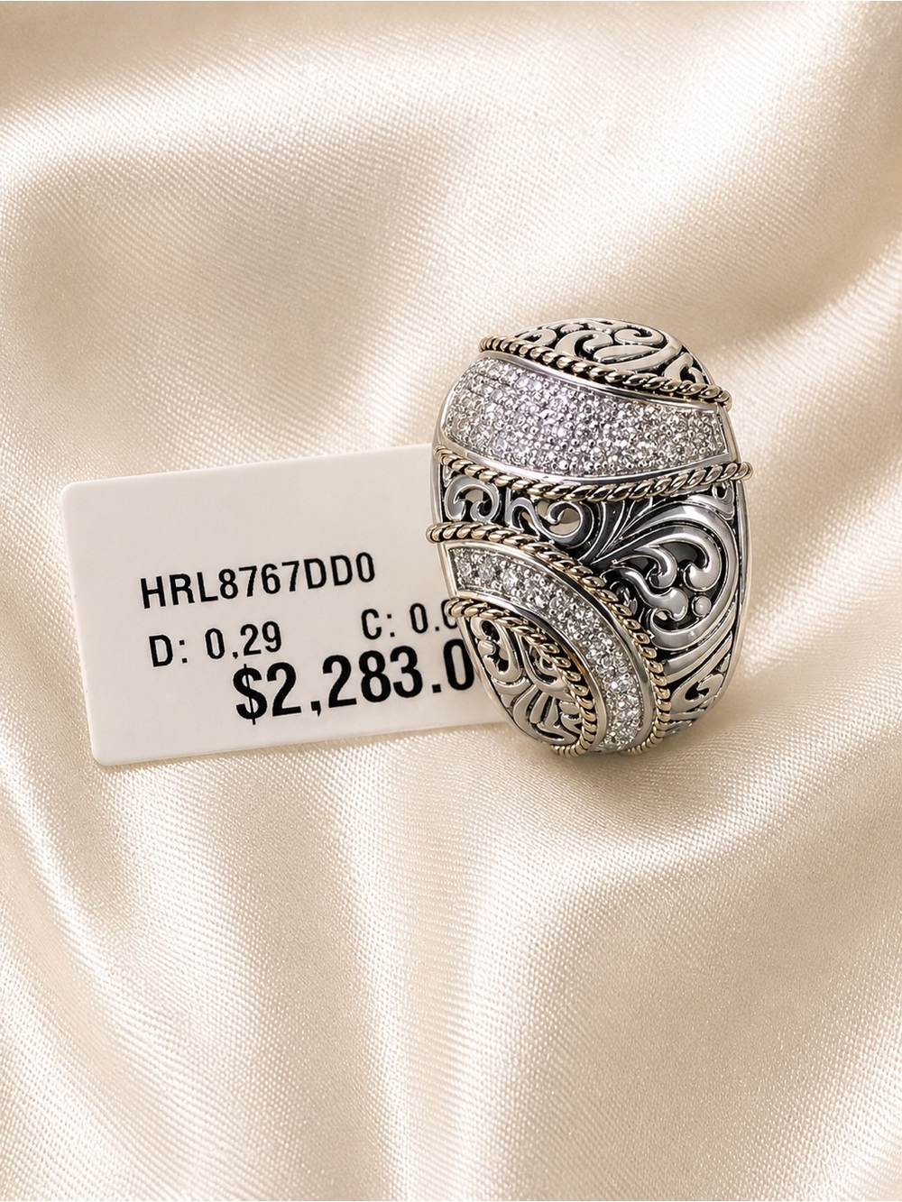 Gorgeous Effy ring, sterling silver real diamonds 18kt gold